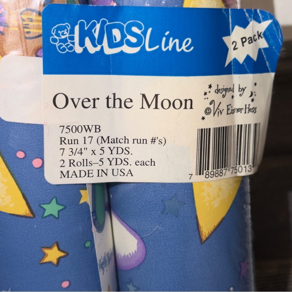 Vintage KidsLine Over the Moon wallpaper Border 2 Pack 90’s Viv Eisner Hess Cat